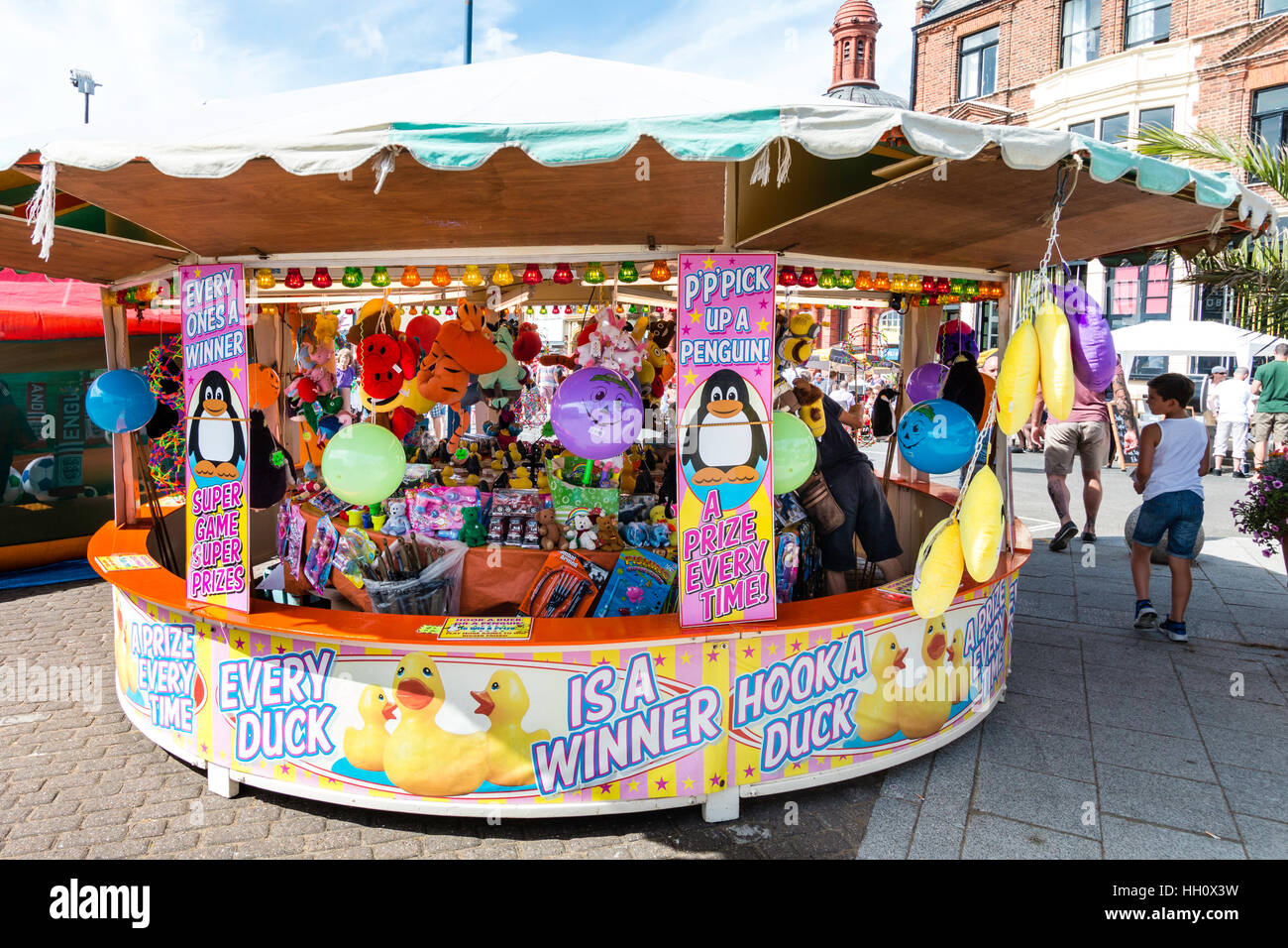 England, Ramsgate. Fishing for ducks stall, or hook a duck, with