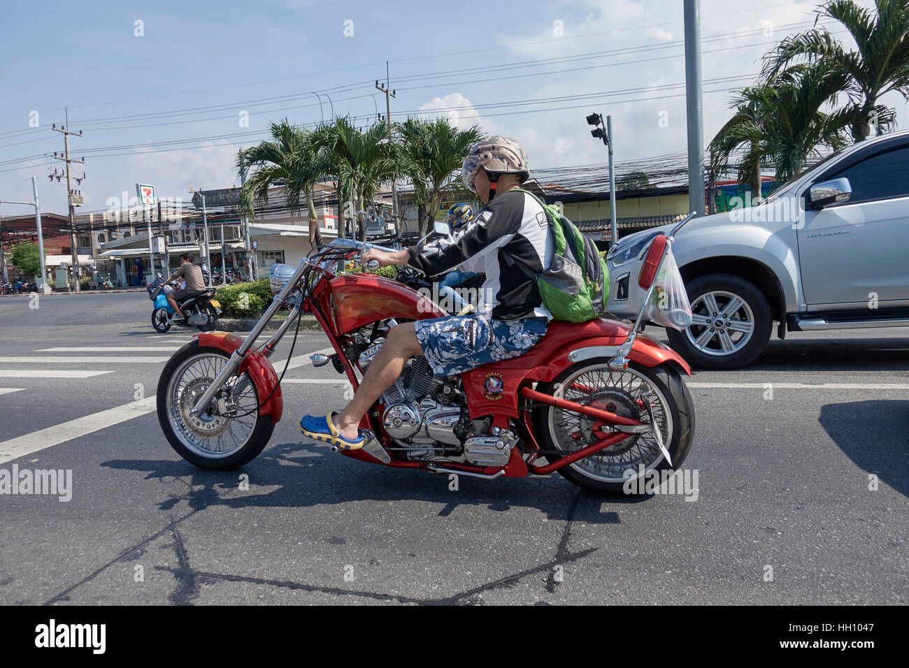 Harley Davidson chopper motorcycle. Stock Photo