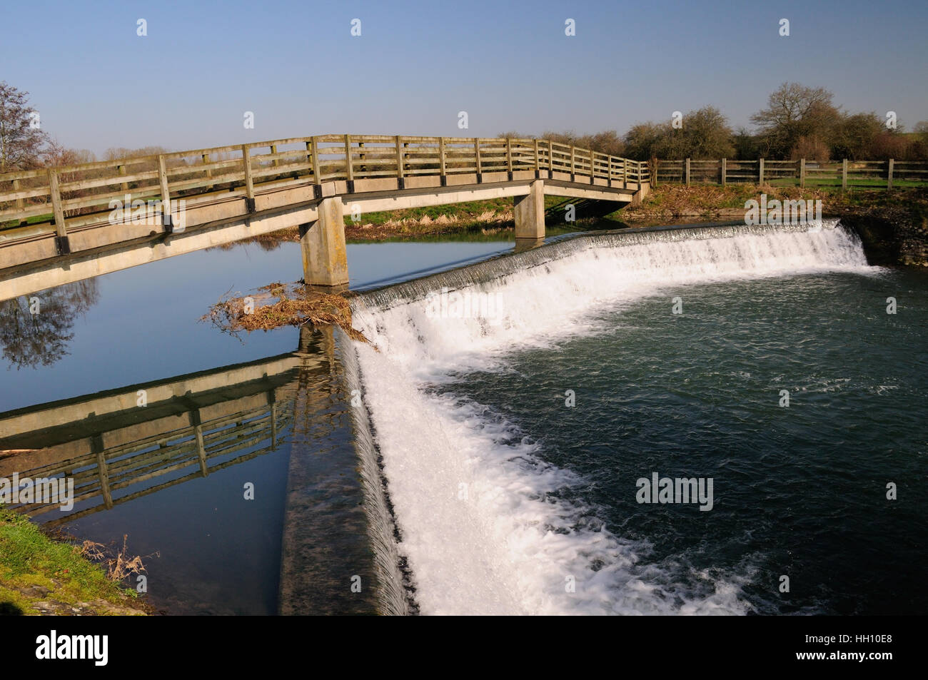 Cowbridge weir on the river Avon at Malmesbury, Wiltshire Stock Photo