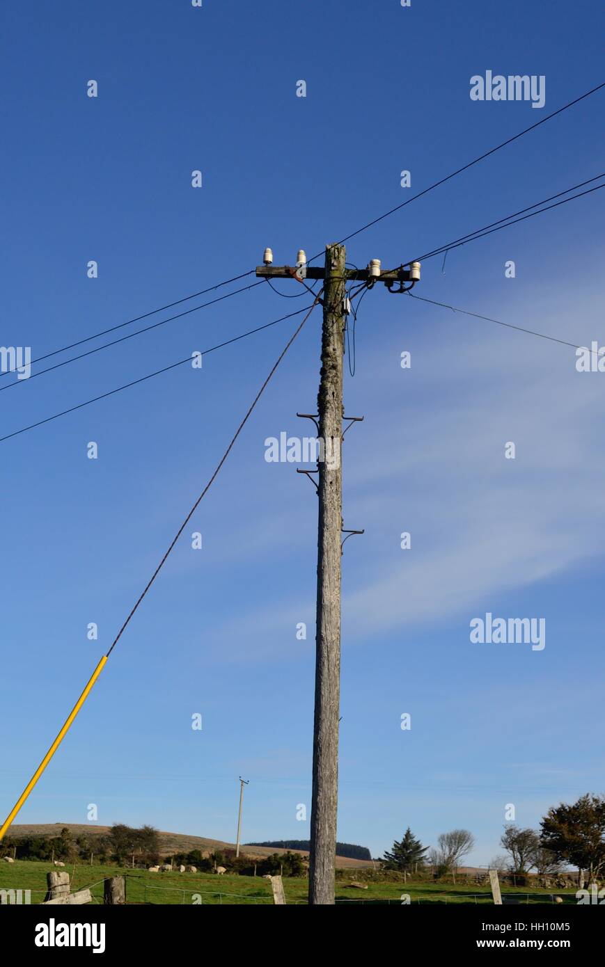 An old-fashioned telegraph pole with ceramic insulators Stock Photo - Alamy