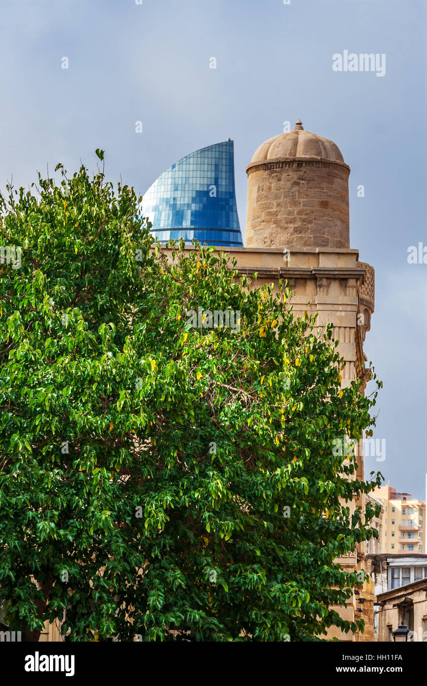 Old town. Panoramic view of Baku, capital of Azerbaijan. Stock Photo