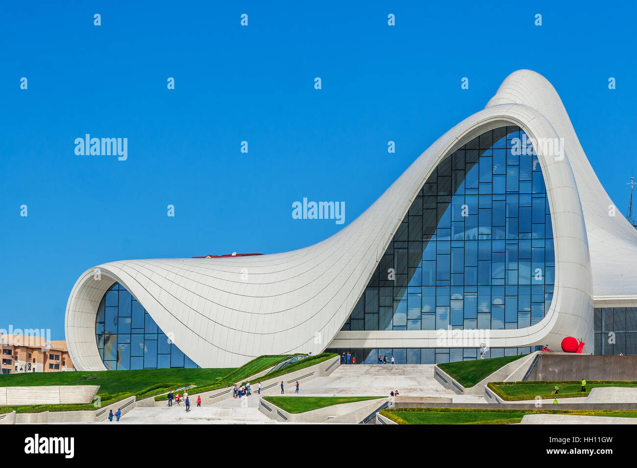 Baku, Azerbaijan - October 10, 2016: Heydar Aliyev Center Museum in Baku, Azerbaijan autumn time. Cosmic architecture of Zaha Hadid architect. Modern  Stock Photo