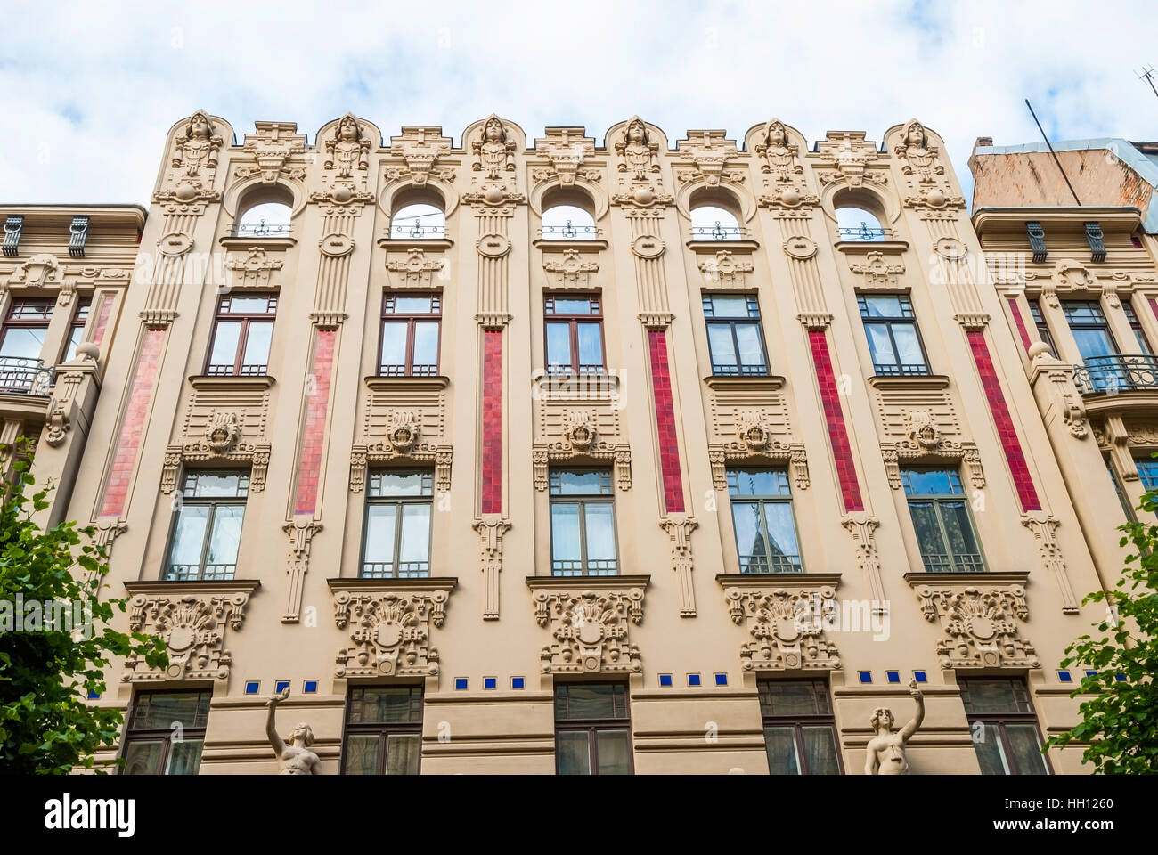 Designed building in art deco district in Riga, Latvia Stock Photo - Alamy