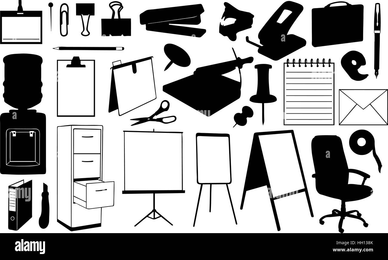 Set Of Office Supplies Stock Vector Image And Art Alamy