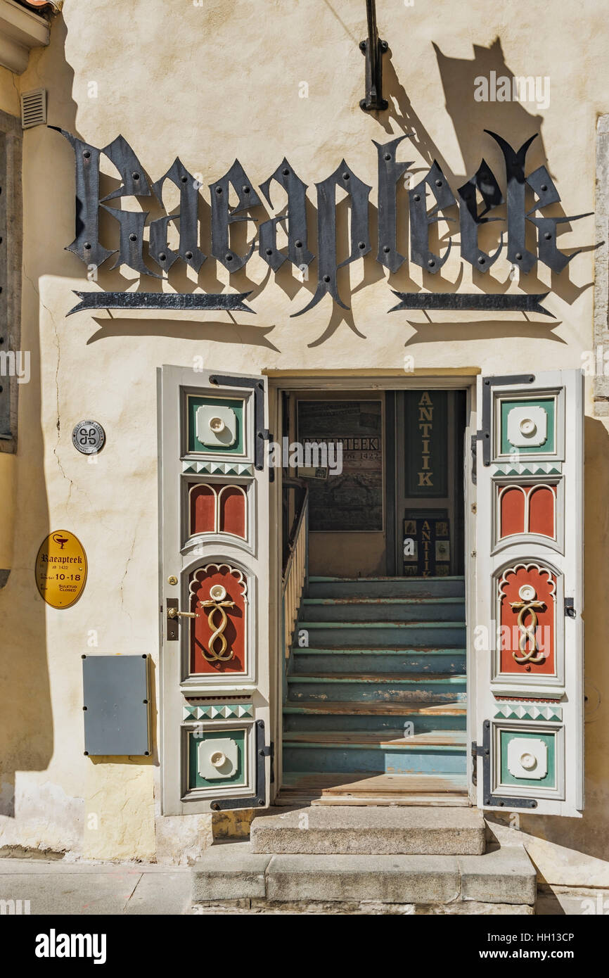 Town Hall Pharmacy (Tallinna Raeapteek) is located in the old town of Tallinn, Tallinn, Estonia, Baltic States, Europe Stock Photo