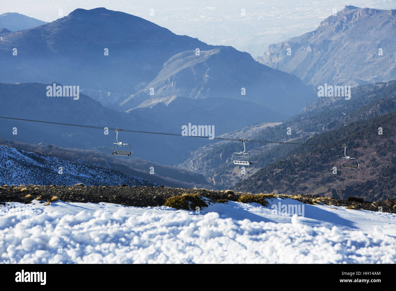 Granada, Spain. 13th of January, 2017. The ski lifts of Sierra ...