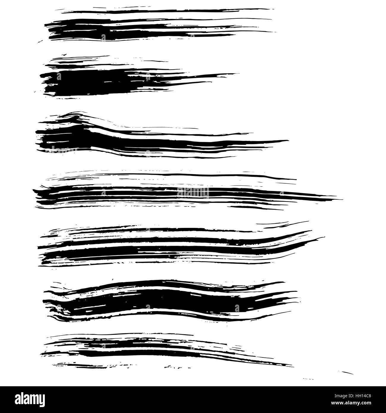 Black ink vector brush strokes isolated on white background. Vector ...