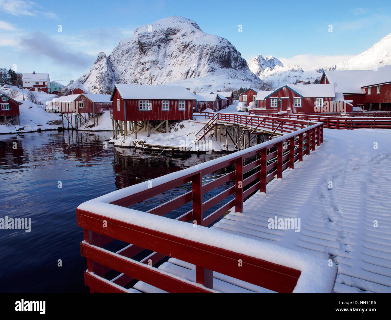Traditional fishermen's cabins in the village of Å on Lofoten, Norway Stock Photo