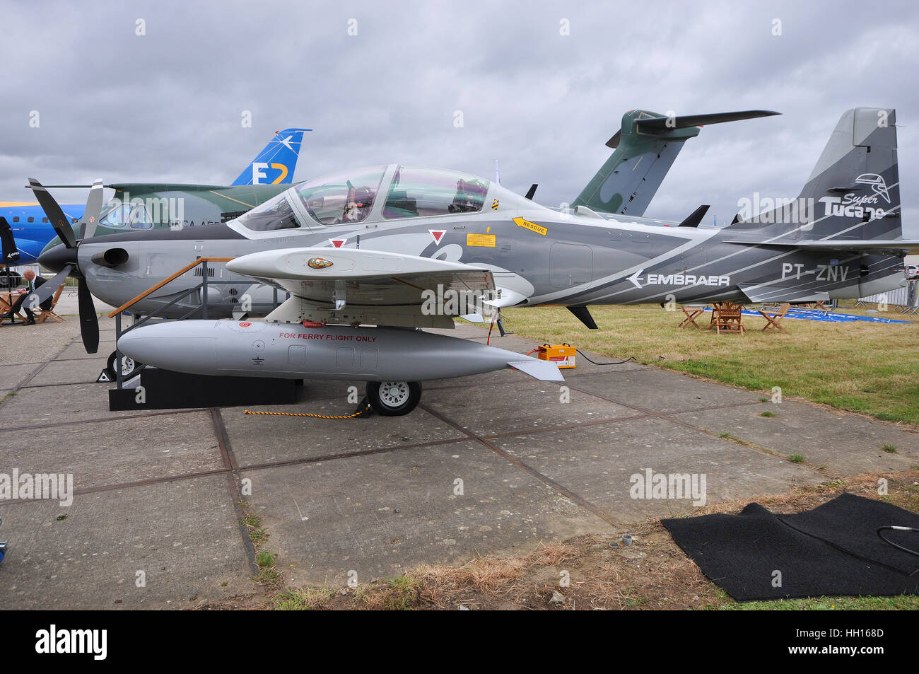 Embraer EMB 314 Super Tucano, also named ALX or A-29 is a turboprop light attack aircraft designed for counter insurgency (COIN), & close support Stock Photo