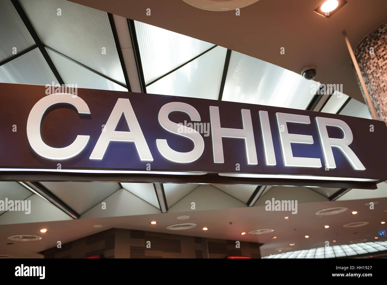 Light box label of Cashier sign in the market Stock Photo