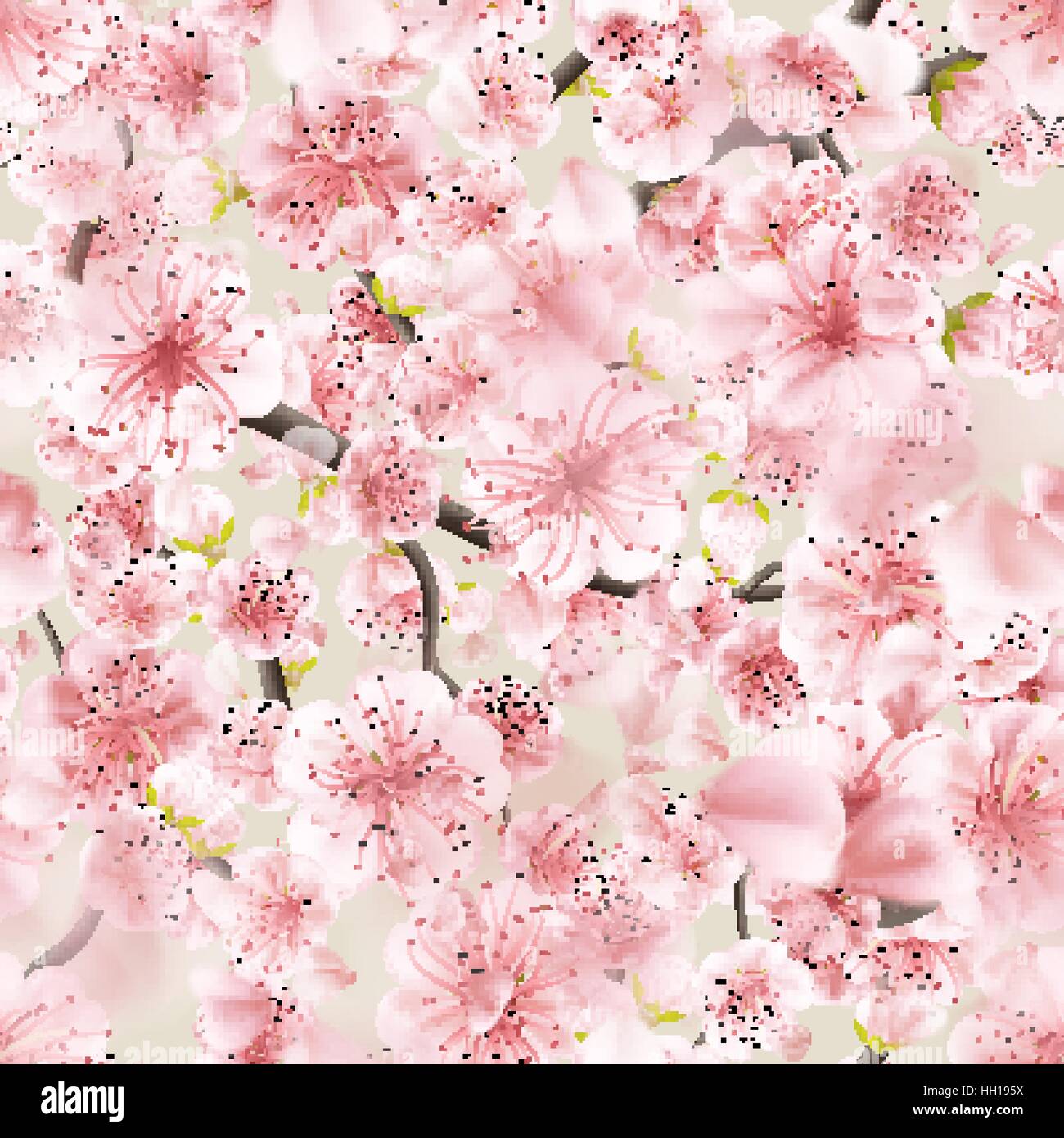 Seamless pink Sakura flowering cherry. EPS 10 Stock Vector Image & Art ...