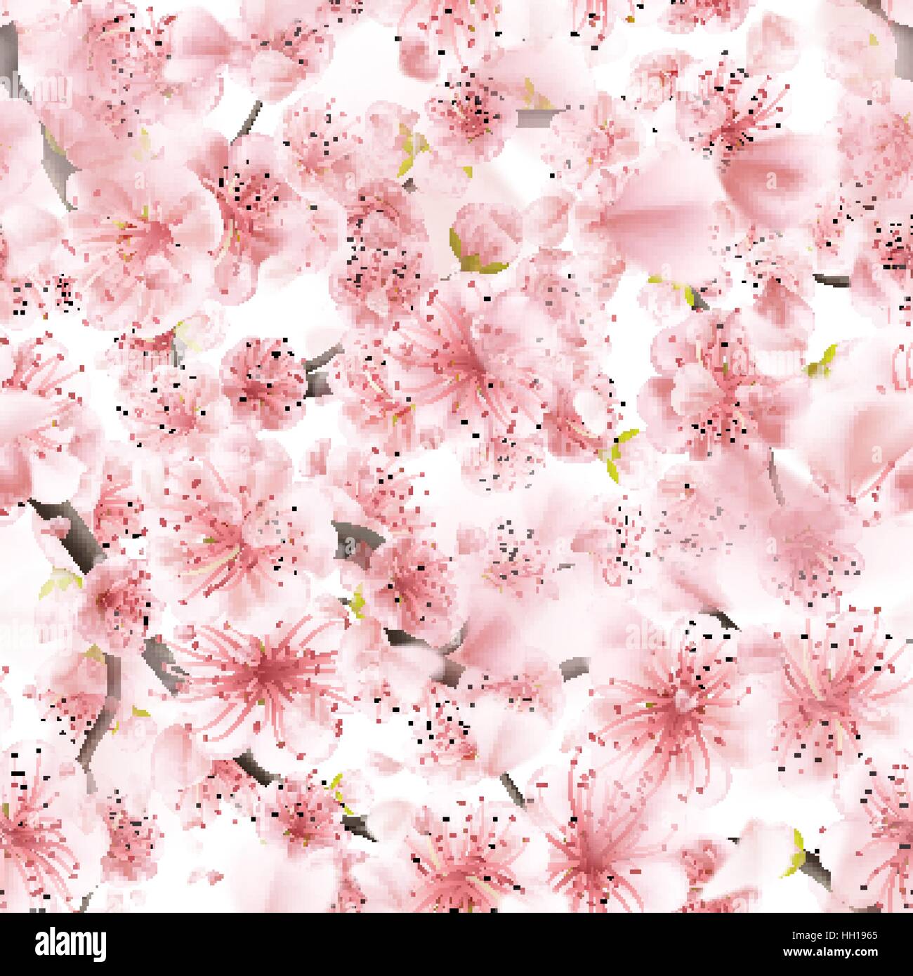 Seamless pink Sakura flowering cherry. EPS 10 Stock Vector Image & Art ...