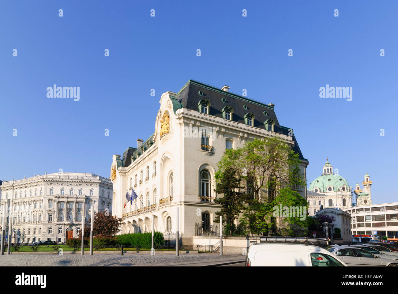 Wien, Vienna: French embassy, church Karlskirche, 04., Wien, Austria Stock Photo