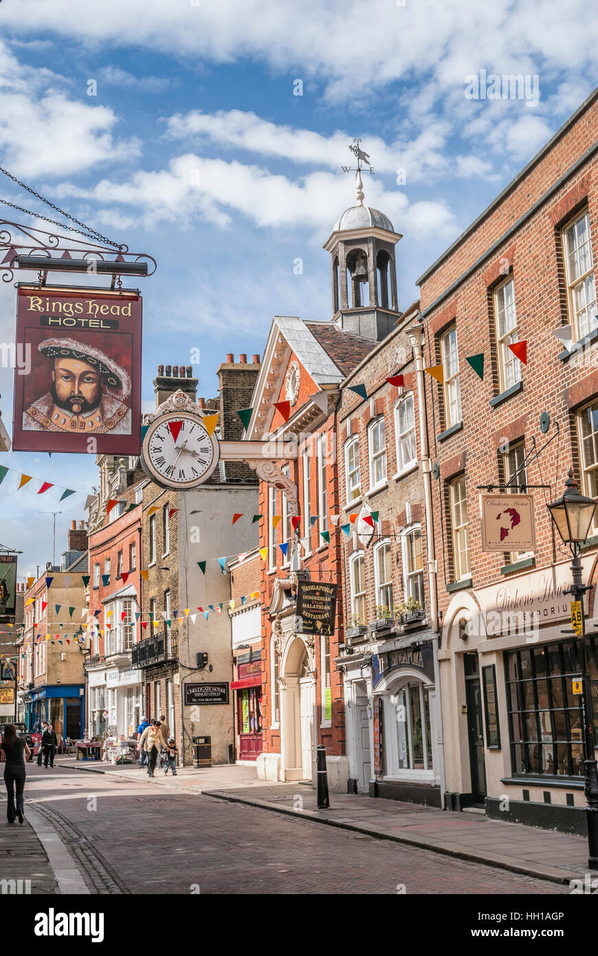 High Street in town centre of Rochester, Kent, South East England Stock