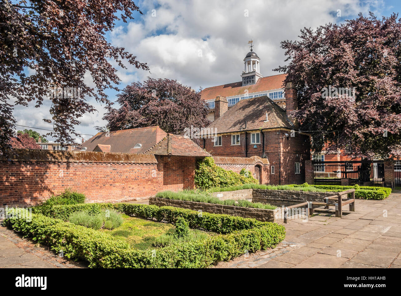 Garden of Eastgate House at High Street in the town centre of Rochester, Kent, England Stock Photo