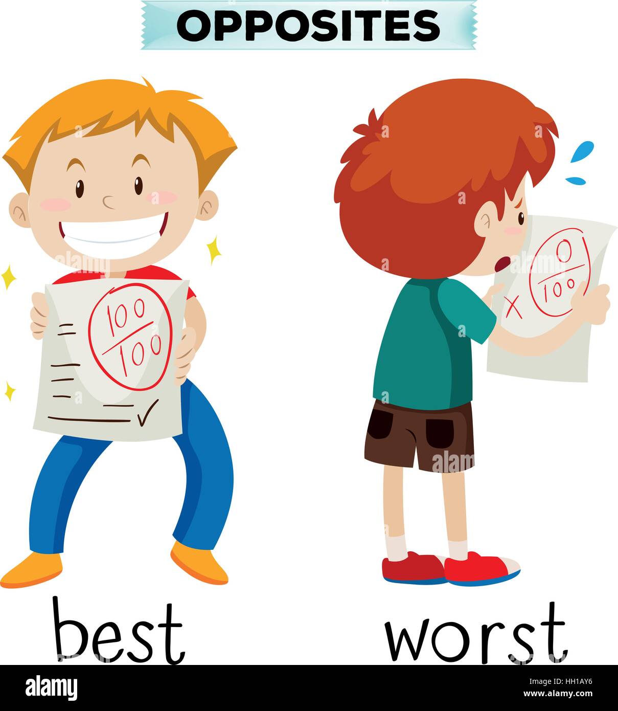 Opposite words for best and worst illustration Stock Vector Image & Art -  Alamy