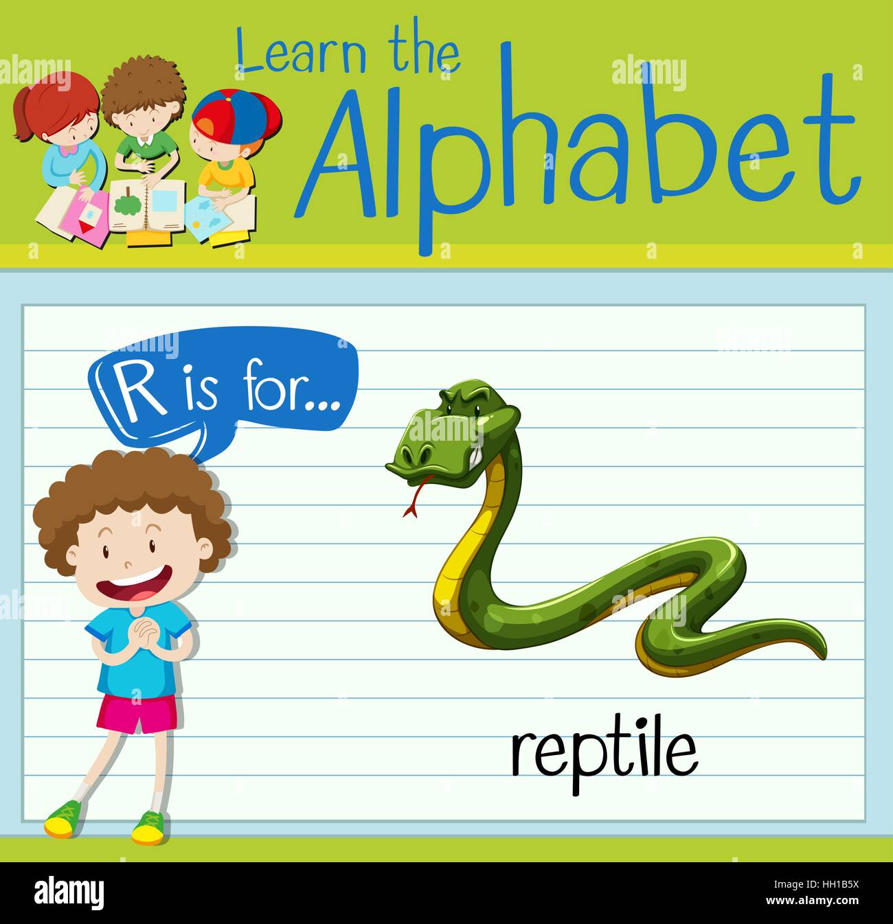 Flashcard letter R is for reptile illustration Stock Vector Image & Art ...