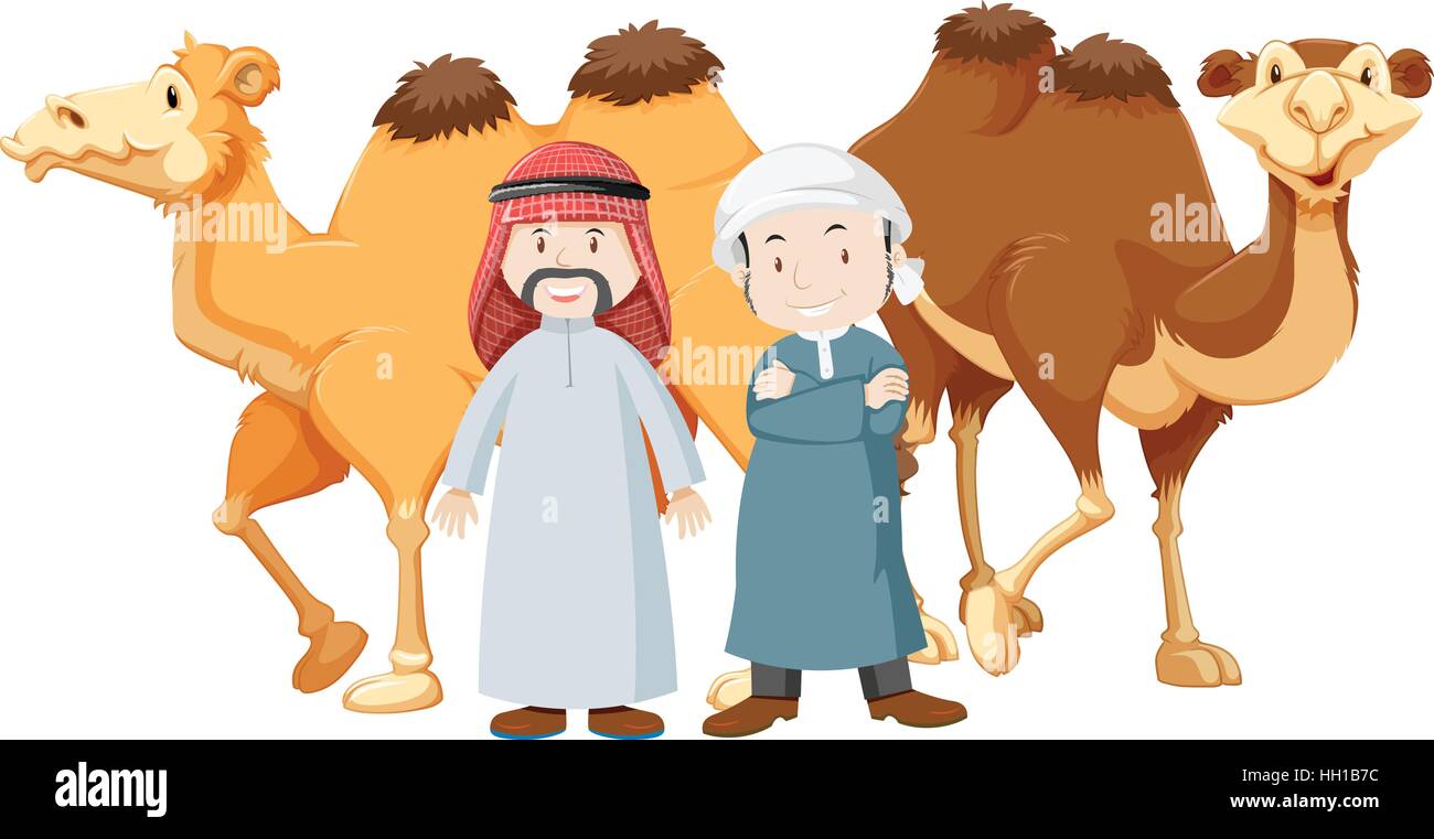 Two Arab Men And Camels Illustration Stock Vector Image Art Alamy