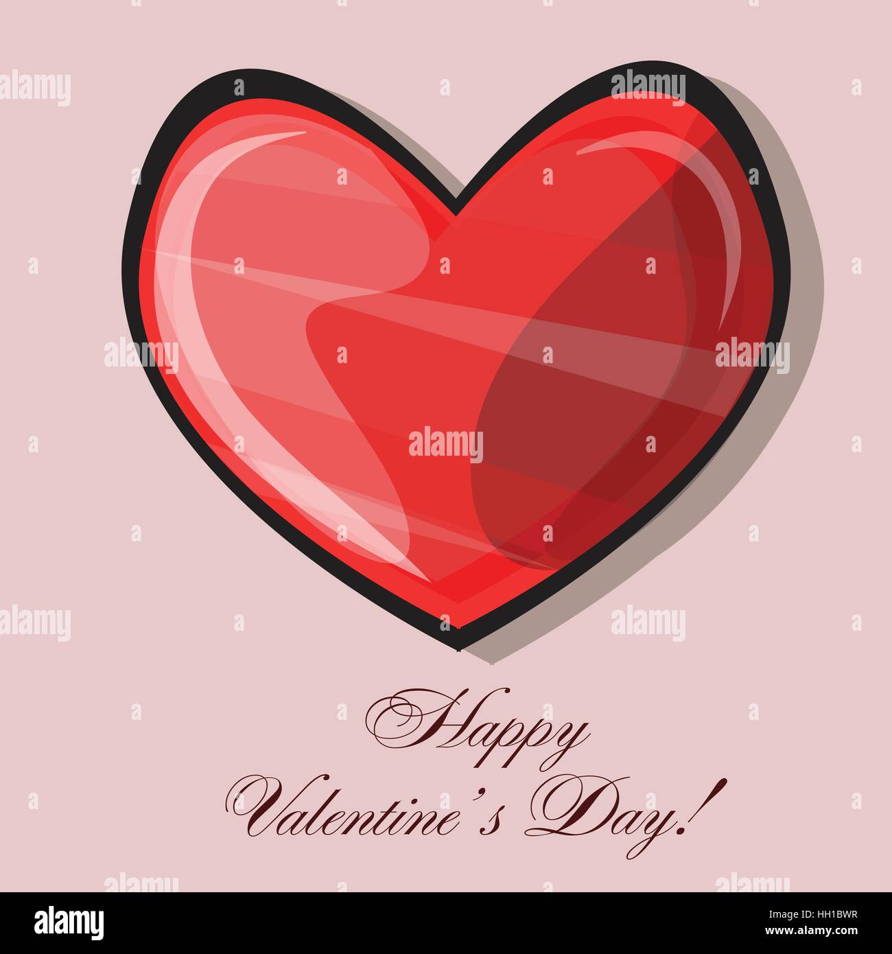 Red heart classic valentines day card vector illustration Stock Vector ...