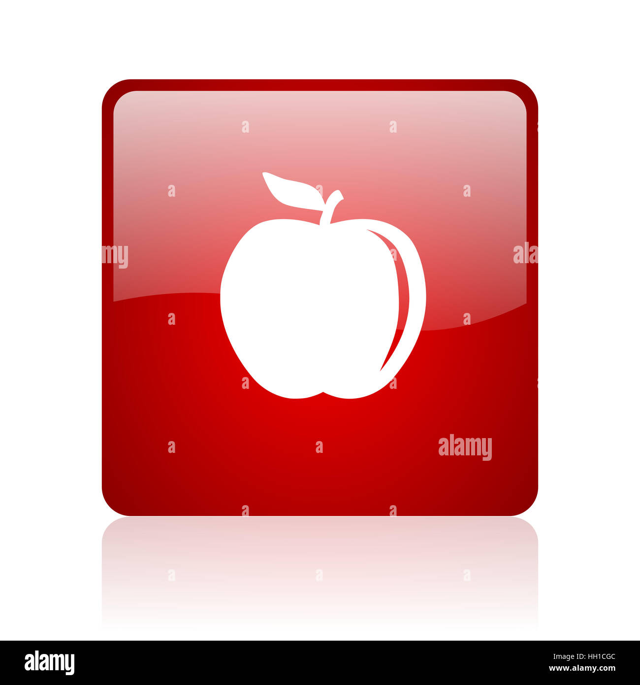 apple red square web glossy icon Stock Photo - Alamy