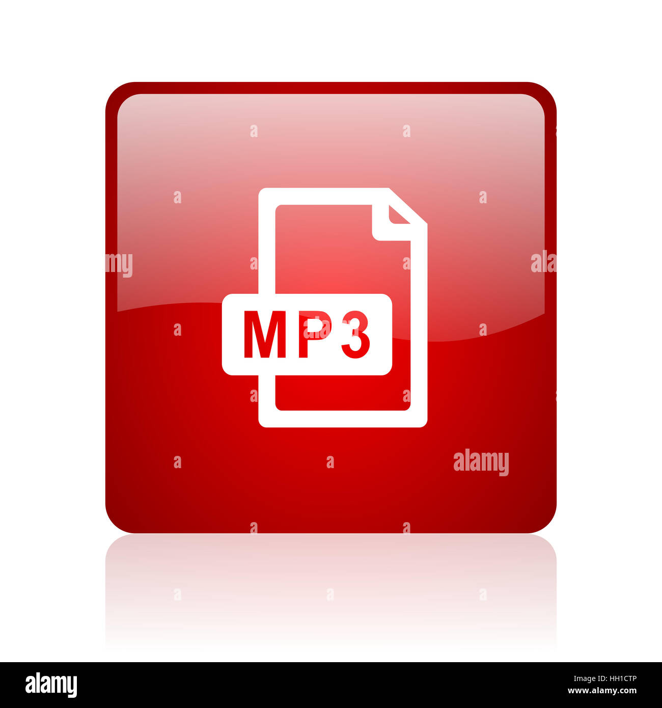 mp3 file red square web glossy icon Stock Photo - Alamy