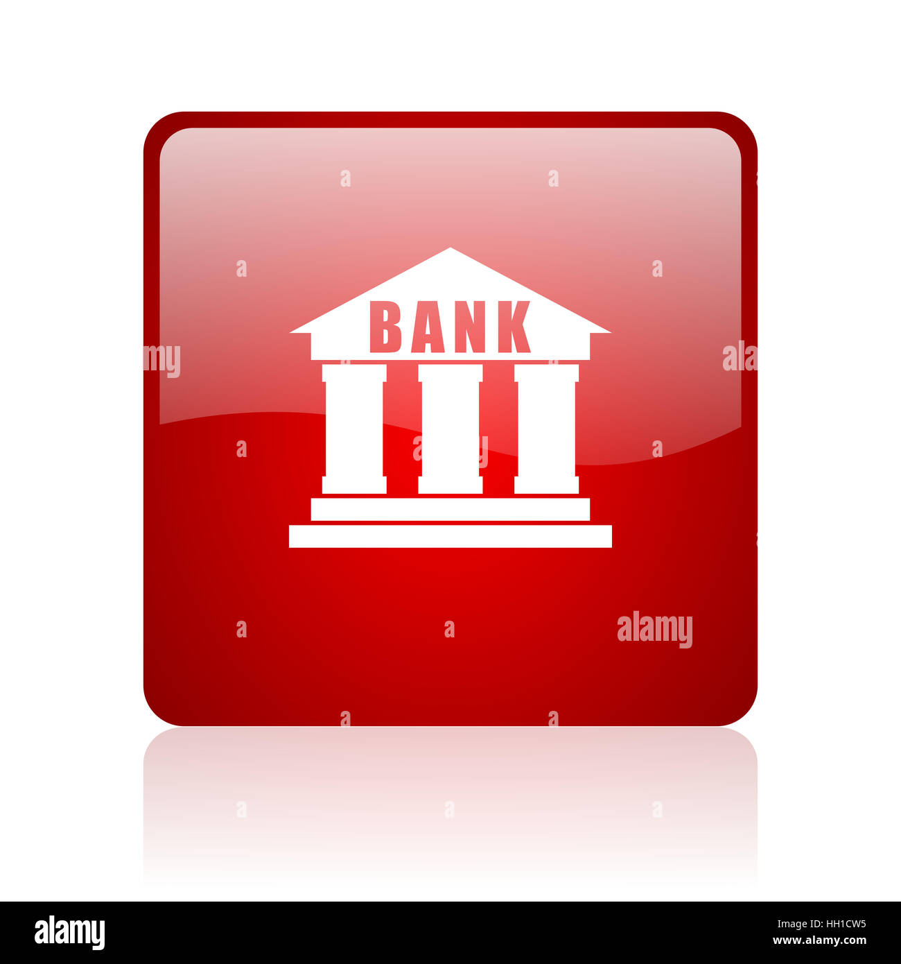 bank red square web glossy icon Stock Photo - Alamy