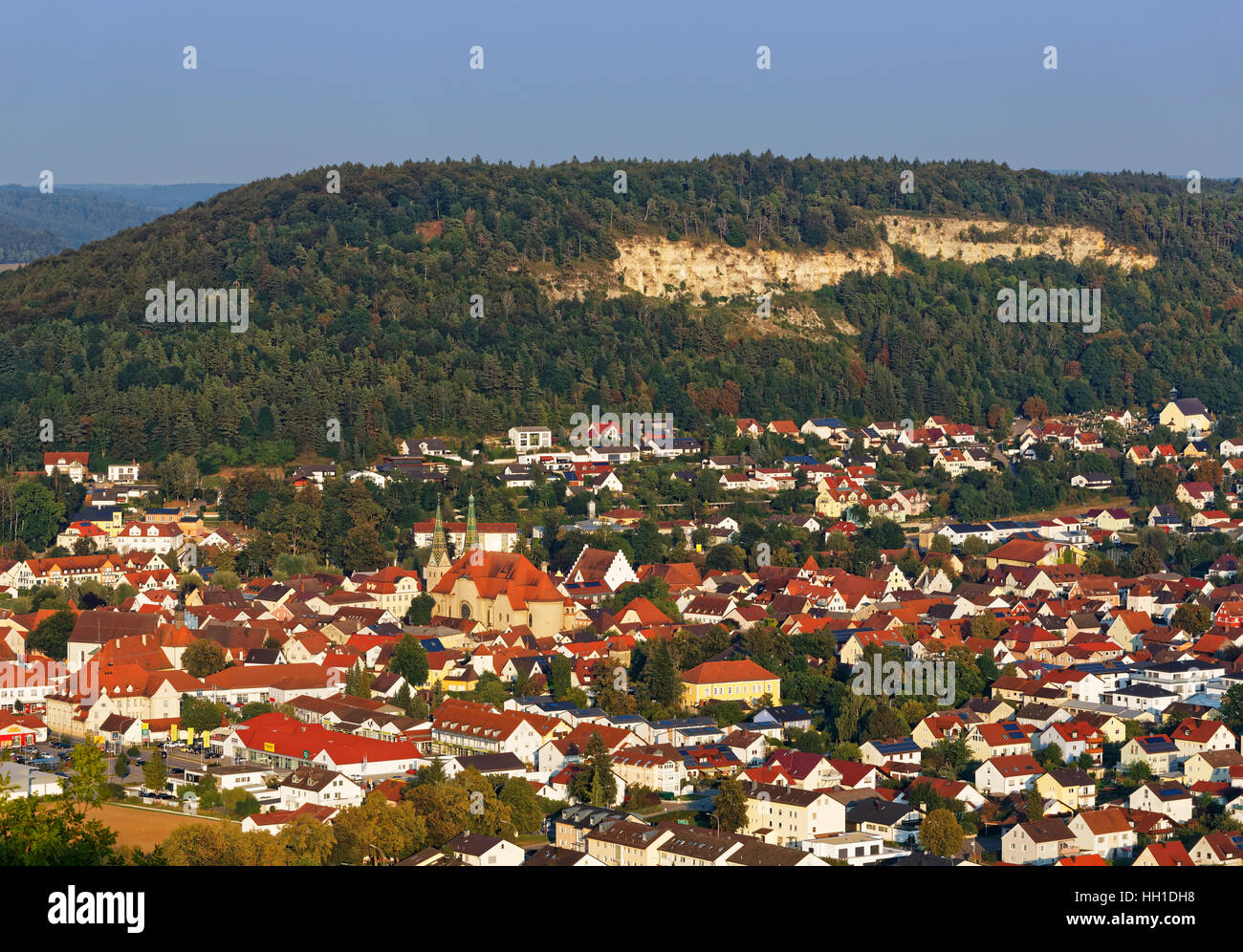 View from Hirschberg Castle, Beilngries, Altmühl Valley, Altmühltal, Upper Bavaria, Bavaria Germany Stock Photo