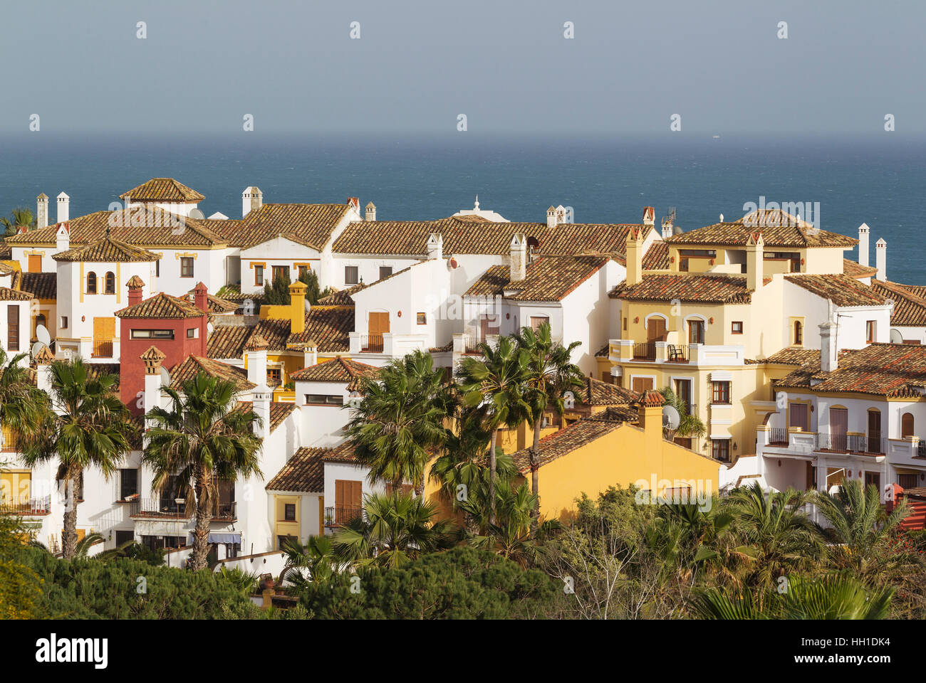 Andalusian architecture, La Alcaidesa at the Mediterranean Sea, Cadiz province, Andalusia, Spain Stock Photo