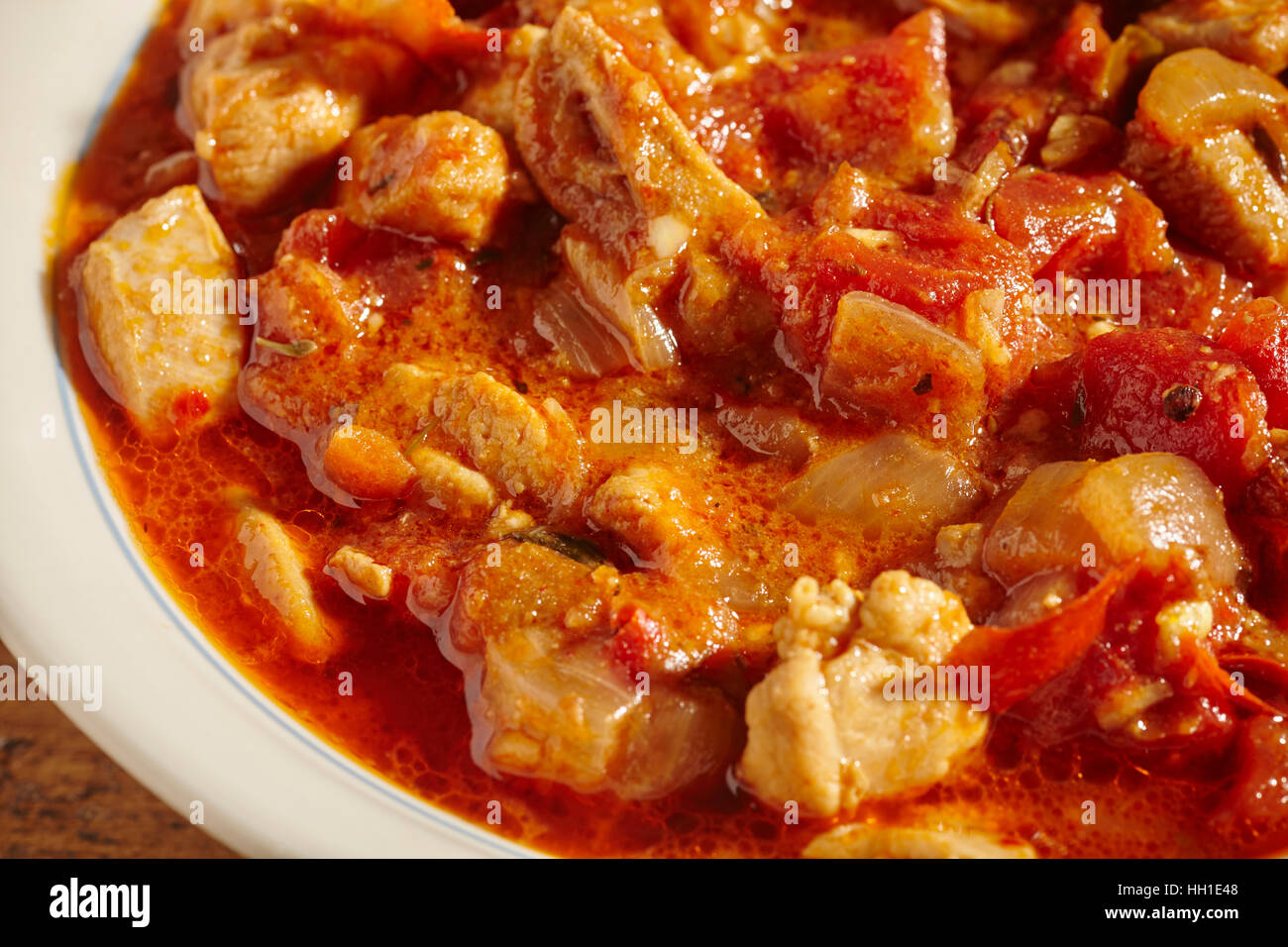 a bowl of chili made with chicken, often called 'white' chili Stock Photo
