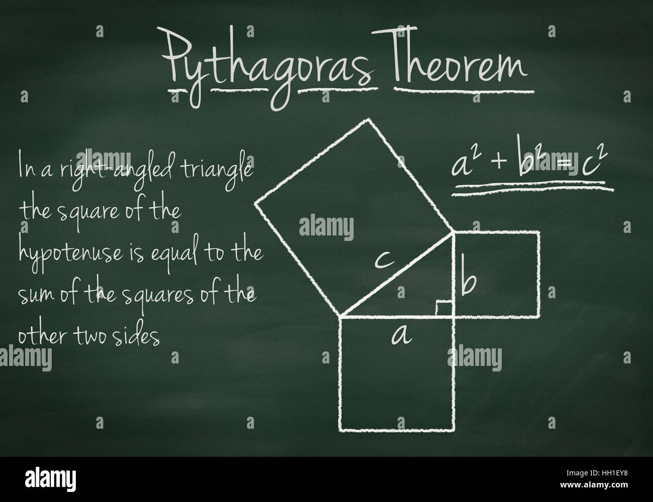 Pythagoras Theorem Explained On A Chalkboard Stock Photo Alamy