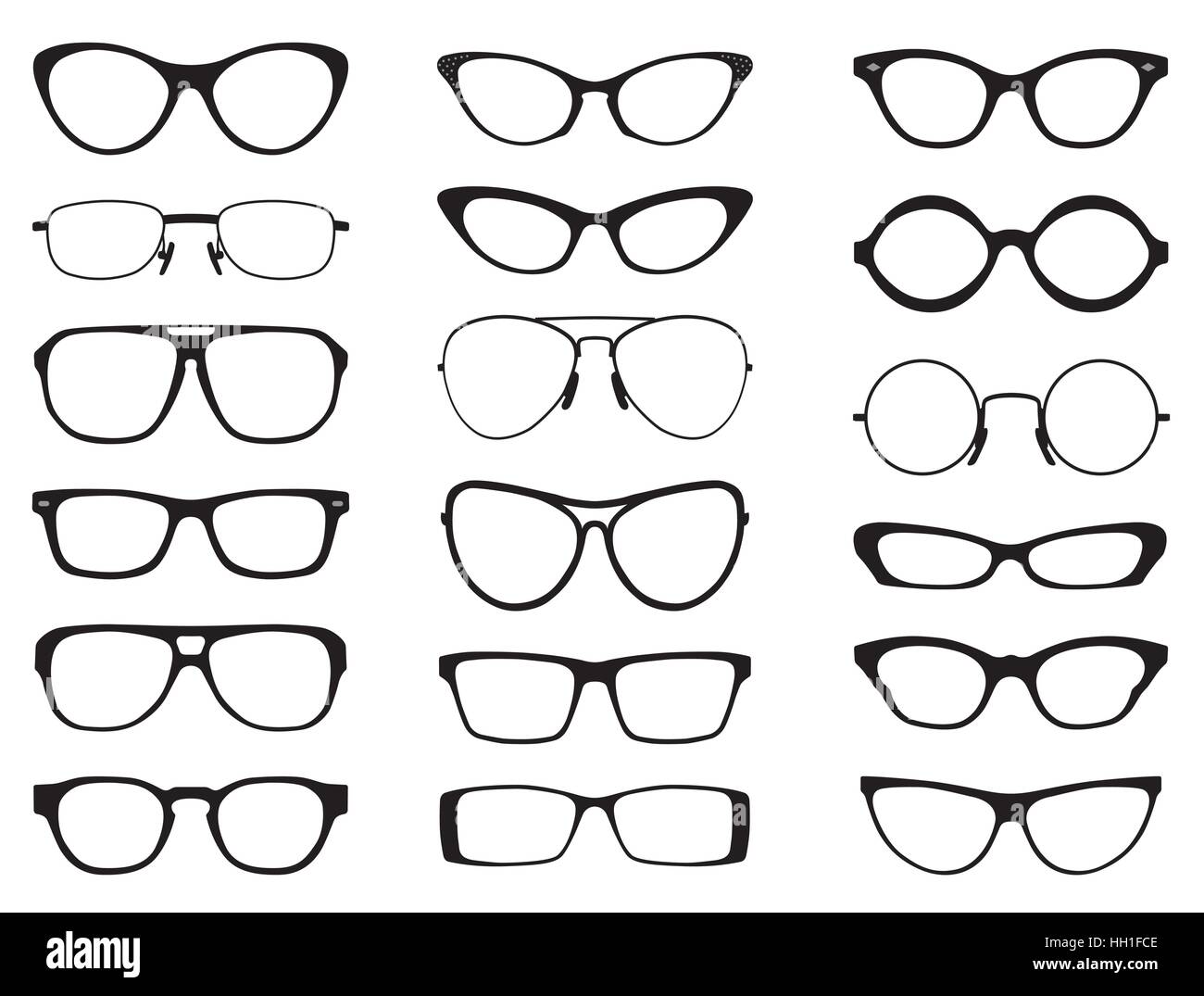 set of different glasses Stock Vector