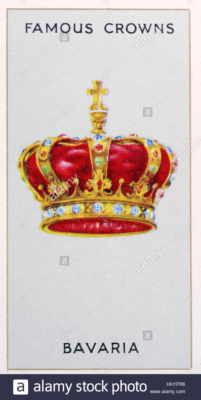 Bavaria crown - Famous Crowns, cigarette cards issued in 1938 by Phillips  cigarettes Stock Photo