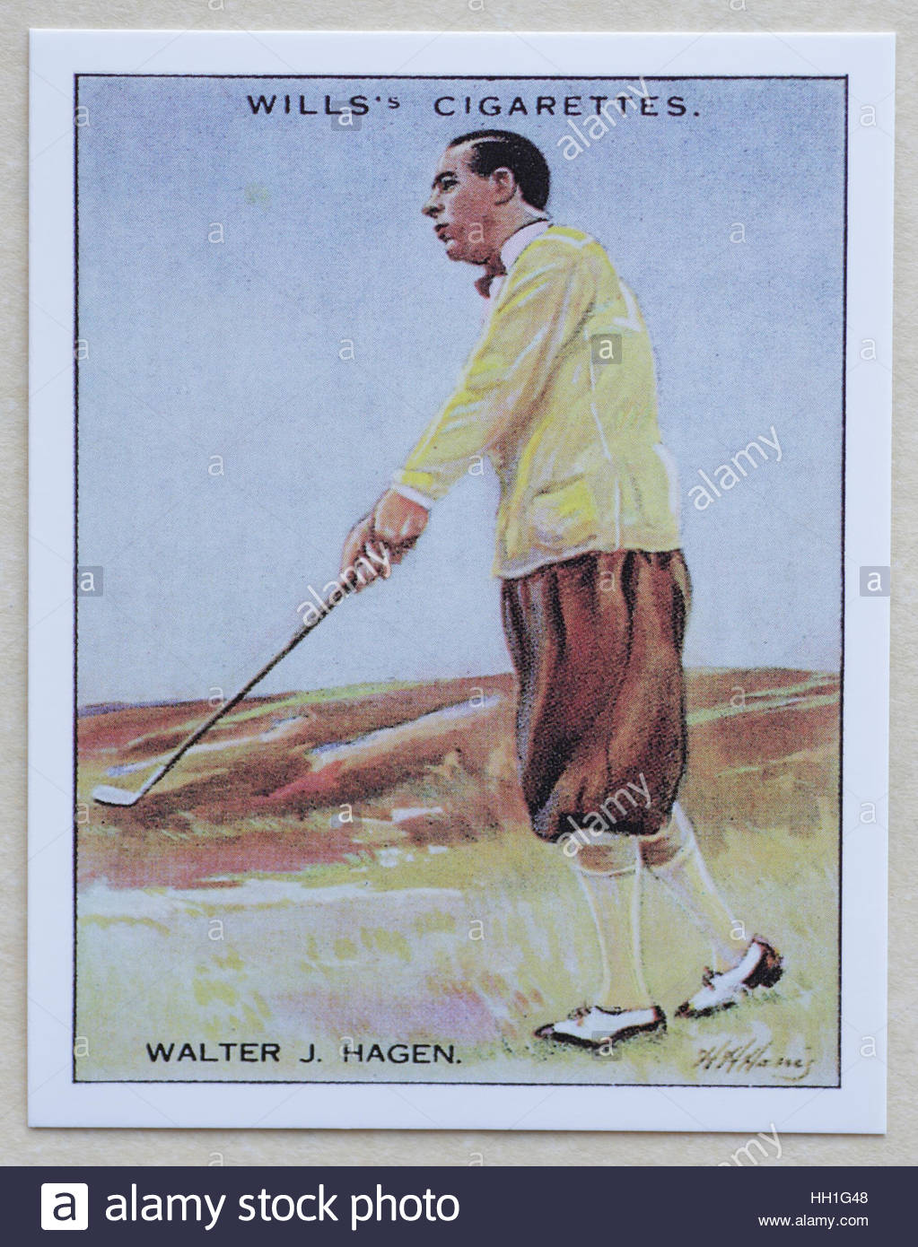 Walter J Hagen - Famous Golfers, cigarette cards issued in 1930 by W.D.& H.O. Wills cigarettes. Stock Photo