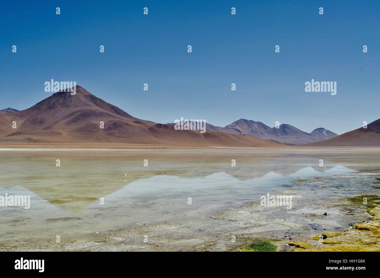 The White Lagoon. The lagoon is at an elevation of 4.350m and it's characterised by the clean white colour of its waters. Stock Photo