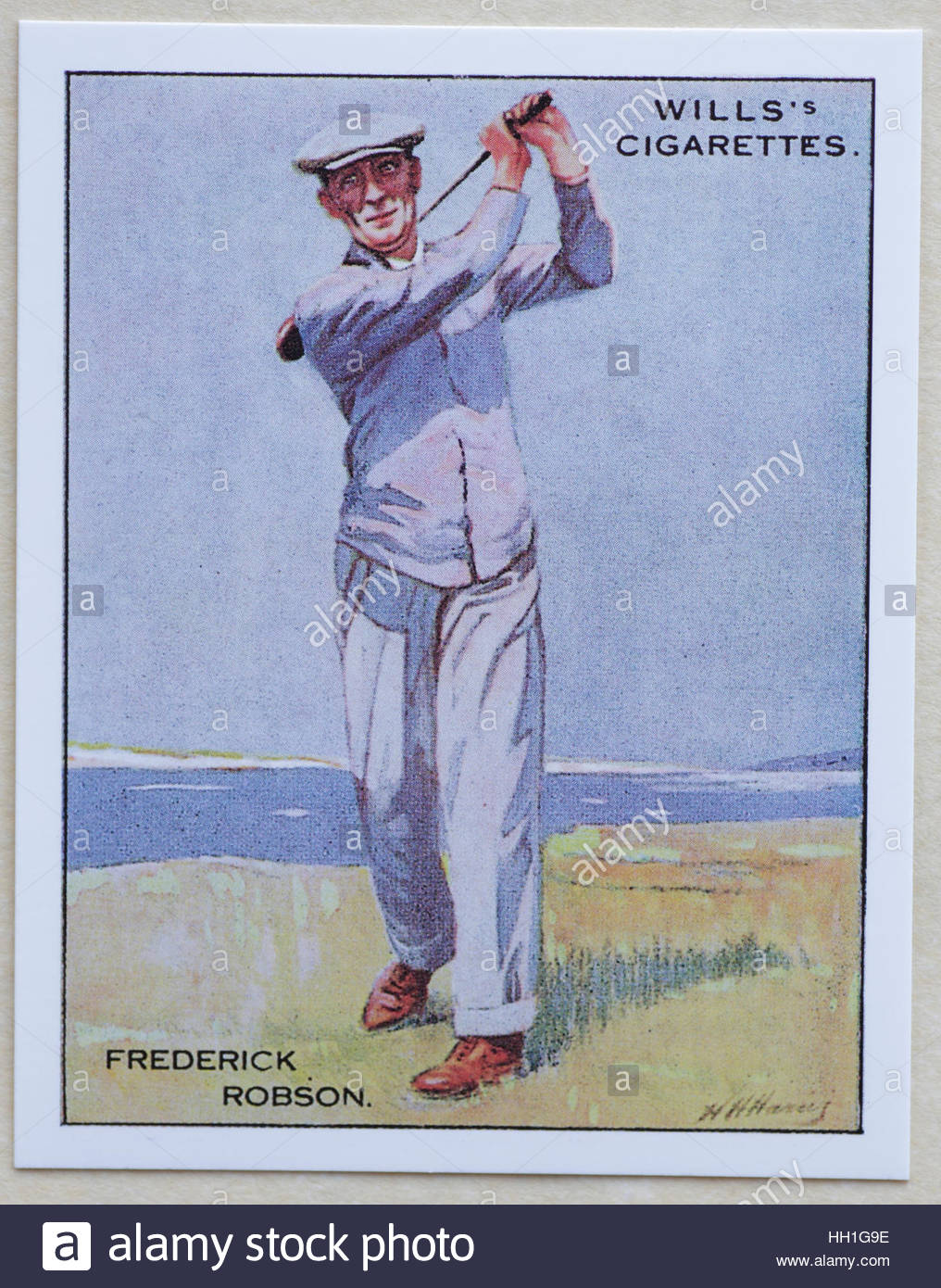 Frederick Robson - Famous Golfers, cigarette cards issued in 1930 by W.D.& H.O. Wills cigarettes. Stock Photo