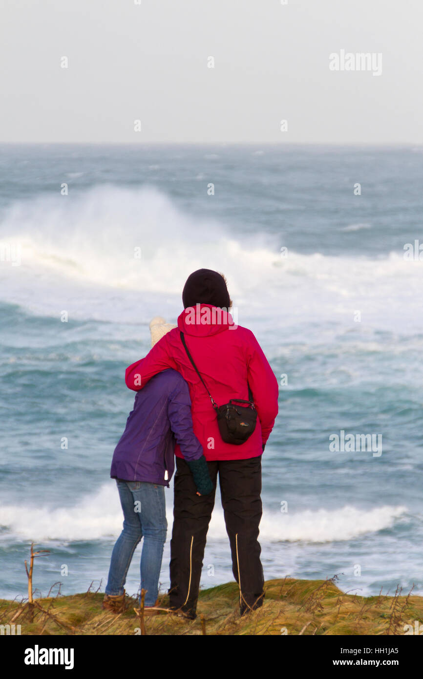 Walking at Birsay coast, Orkney Stock Photo