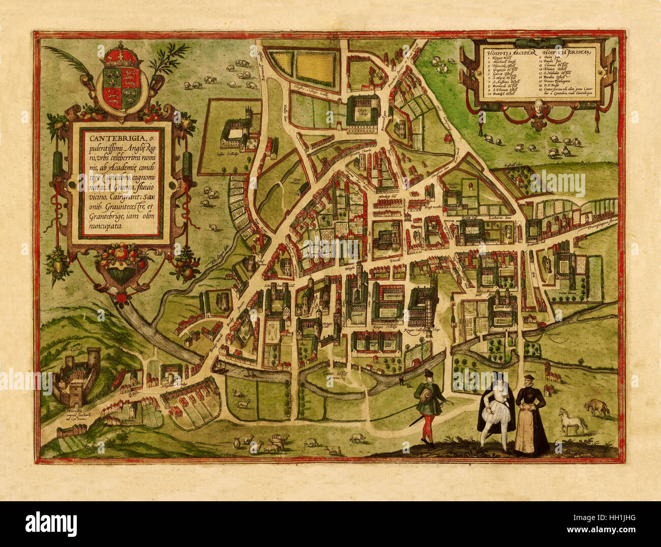Map Of Cambridge 1575 Stock Photo