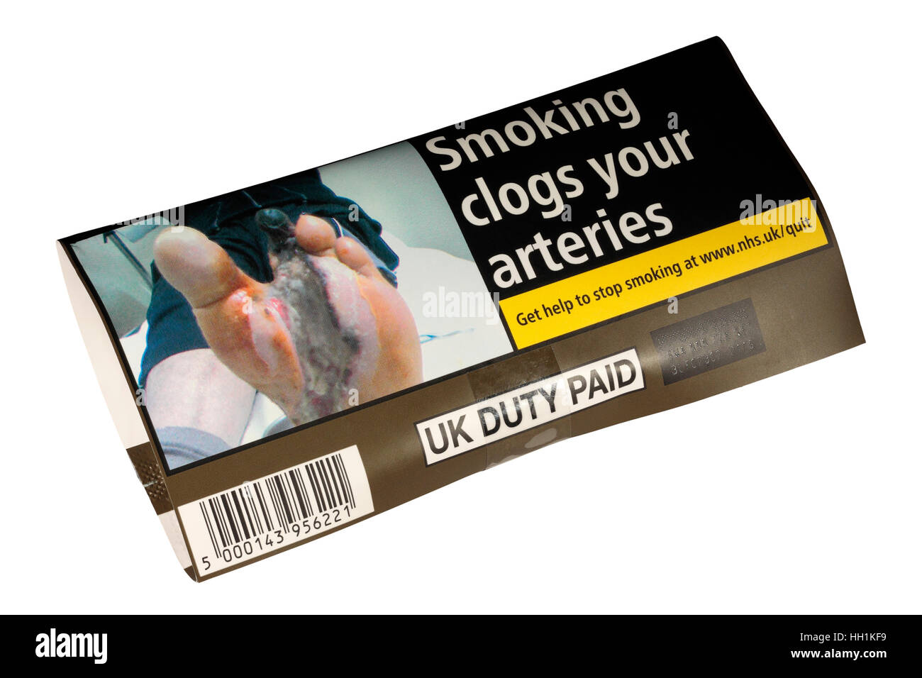 New standardised 2017 50g pack of Old Holborn with health warnings, drab colours and anonymous packaging. Stock Photo