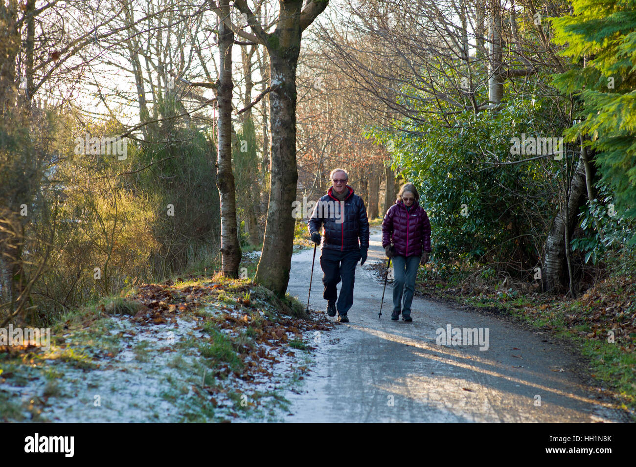 Walkers on the Deeside way at Cults, Aberdeen. Former Royal Deeside