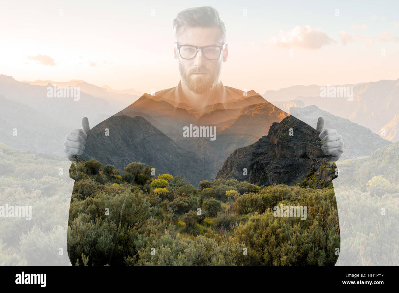 Double exposure landscape young hi-res stock photography and images - Alamy