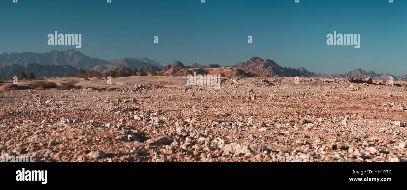 Desert on a background of mountains in Egypt Stock Photo