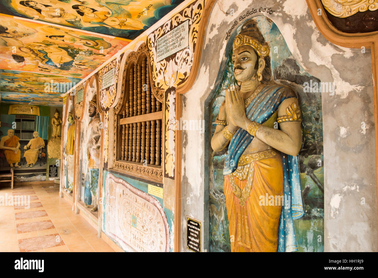 Old paintings in the Image House, Kande Vihara temple, Aluthgama, Sri Lanka Stock Photo