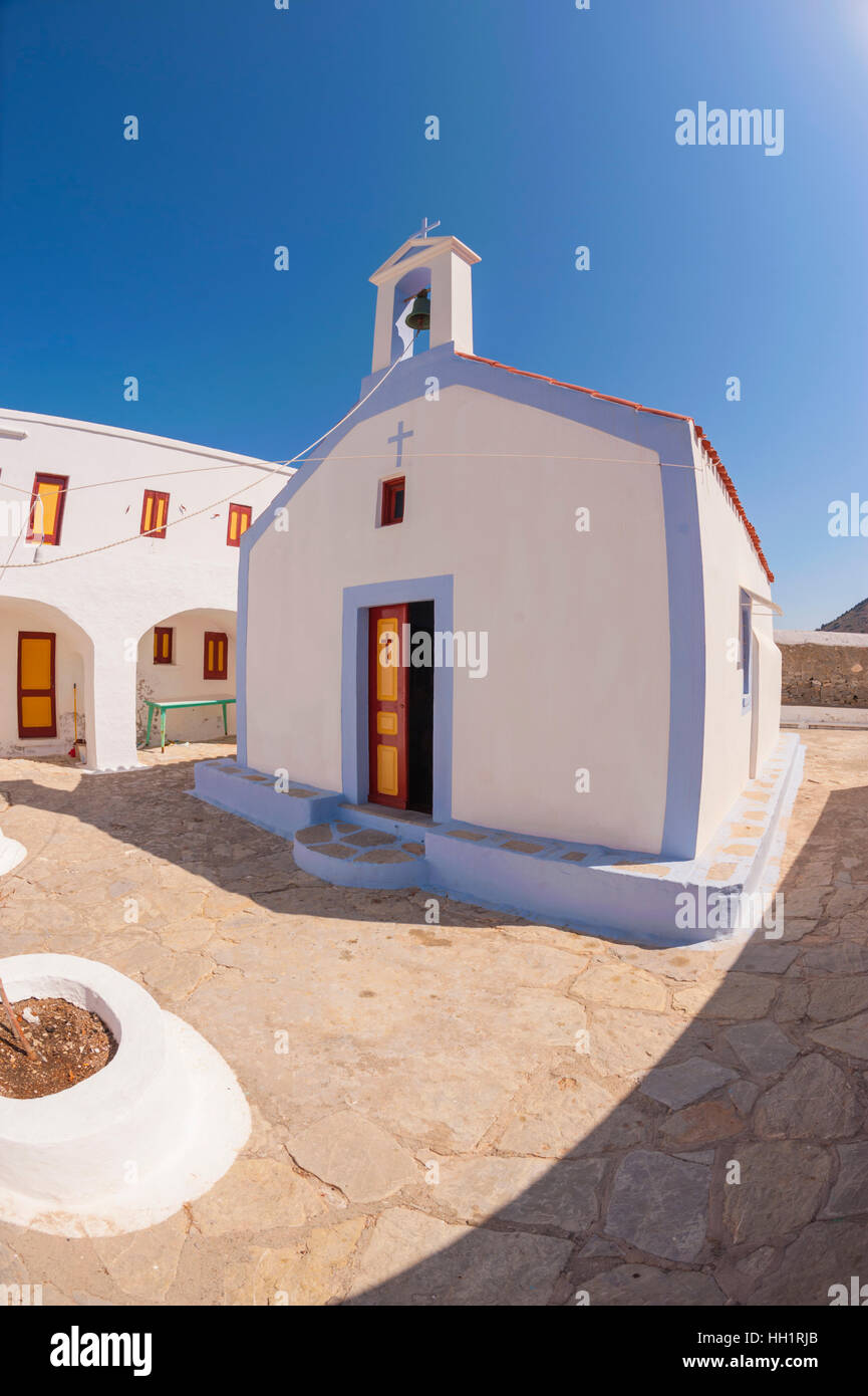 The monastry of Saint emilianos on the west coast of Symi Greece Stock Photo