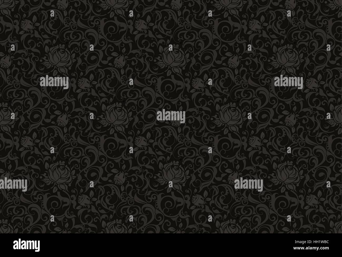 Black floral seamless pattern hi-res stock photography and images - Alamy