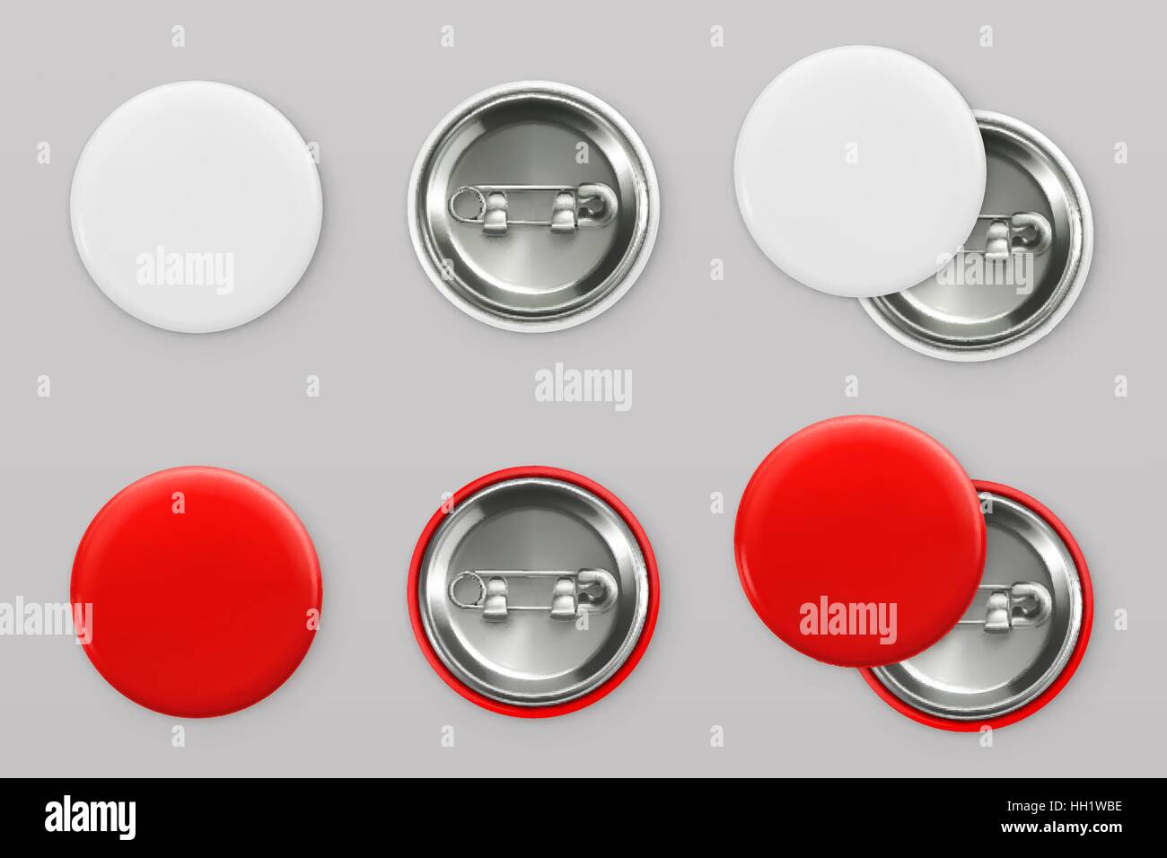 Download Blank White And Red Badges Pin Button 3d Vector Realistic Mockup Stock Vector Image Art Alamy