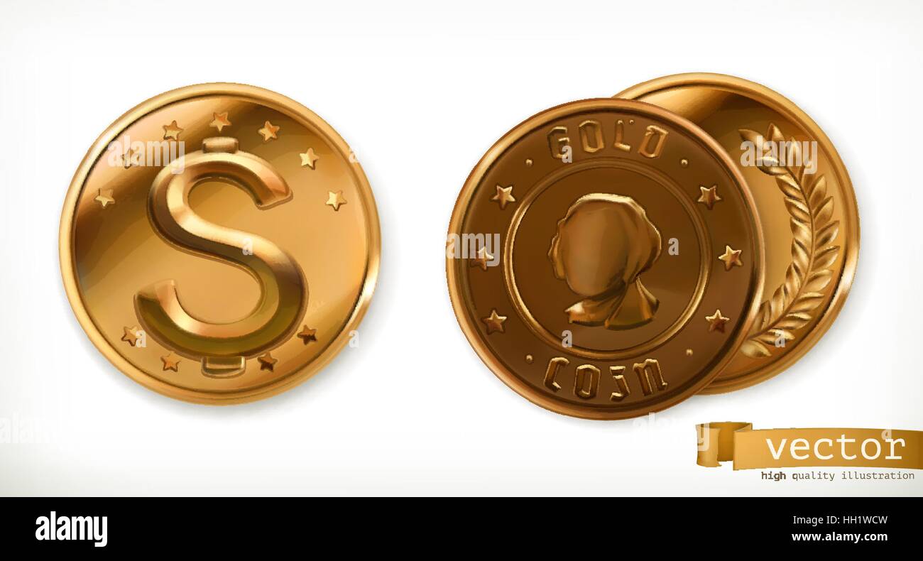 Golden coins. Money 3d vector icons Stock Vector Image & Art - Alamy