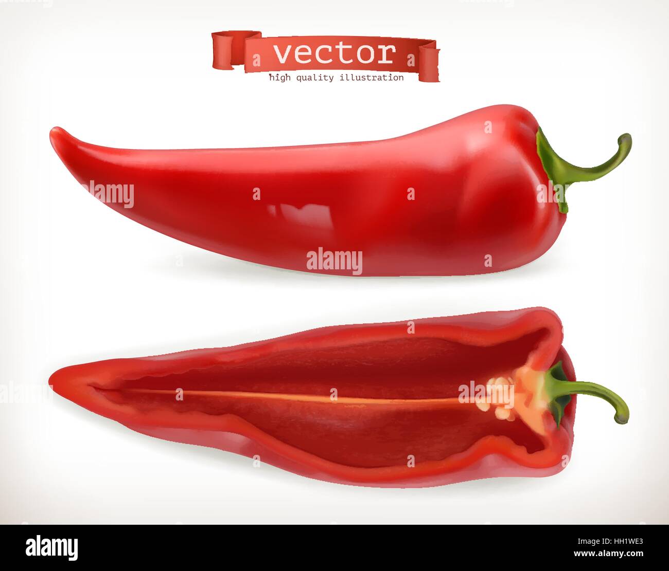 Pepper. Vegetable 3d vector icon Stock Vector