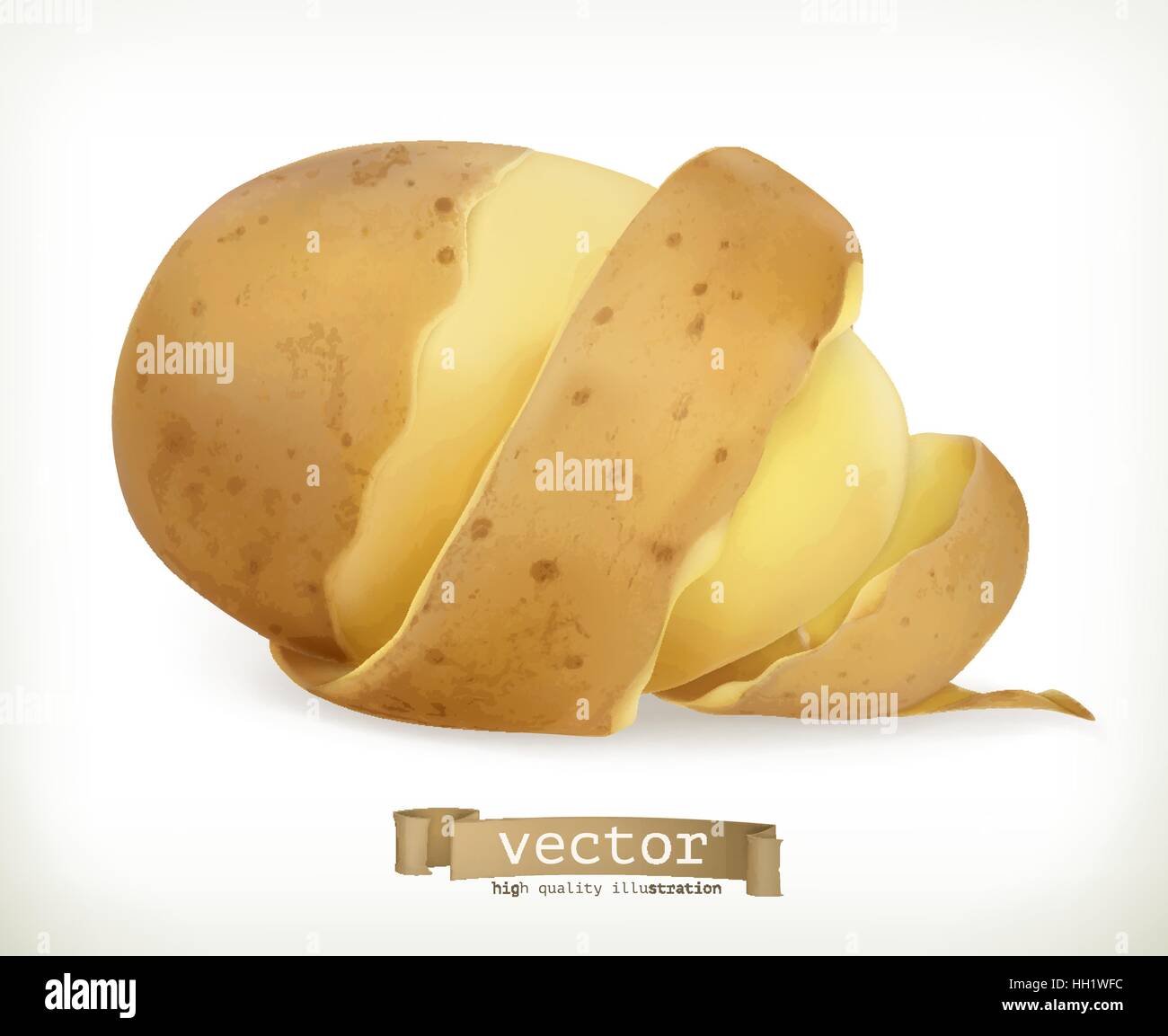 Vegetable potato peel spiral. Vector food Stock Vector