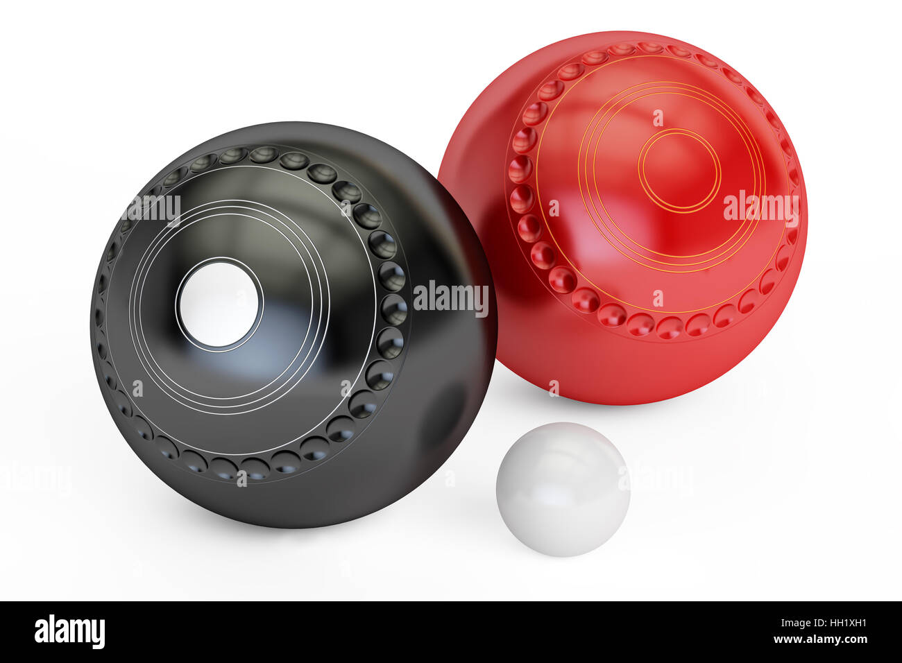 Lawn Bowls And Jack, 3D rendering isolated on white background Stock Photo