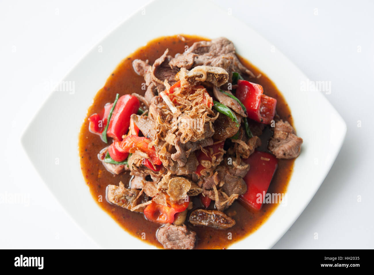 Thai food beef stir fried Stock Photo - Alamy